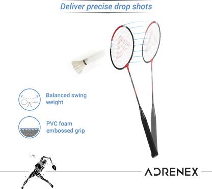 Adrenex by Flipkart R201 Combo - 2 Badminton Racquet with Shuttle Badminton Kit#JustHere